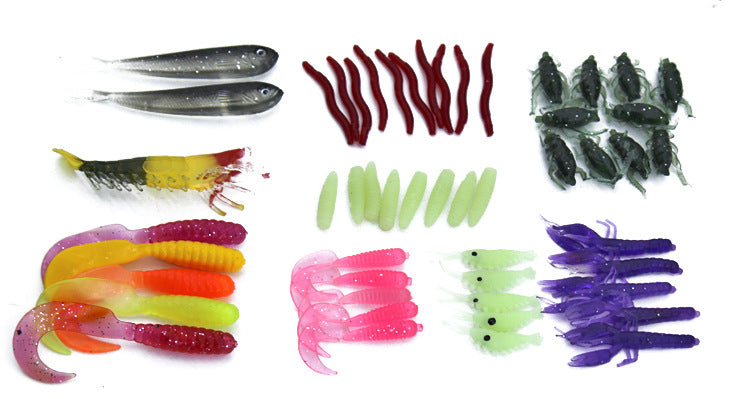 100pc Fishing Soft Bait Set - Sequined Lures