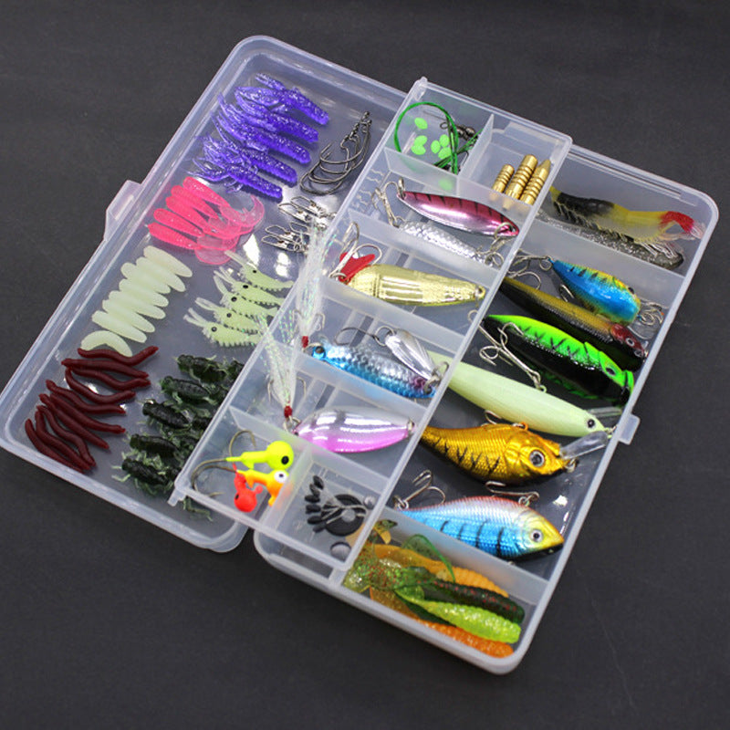 100pc Fishing Soft Bait Set - Sequined Lures