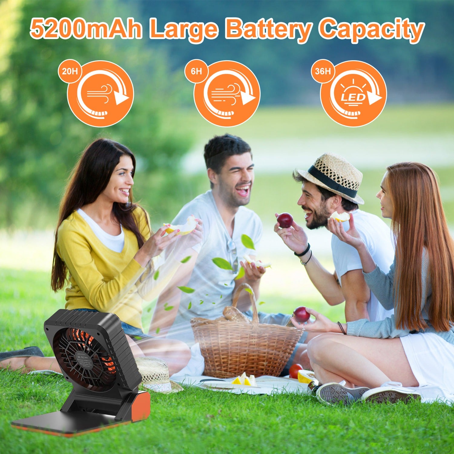 Solar Camping Fan with LED Lantern & Power Bank