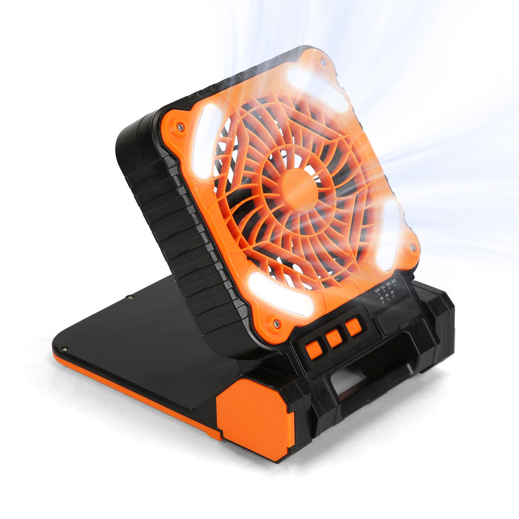 Solar Camping Fan with LED Lantern & Power Bank