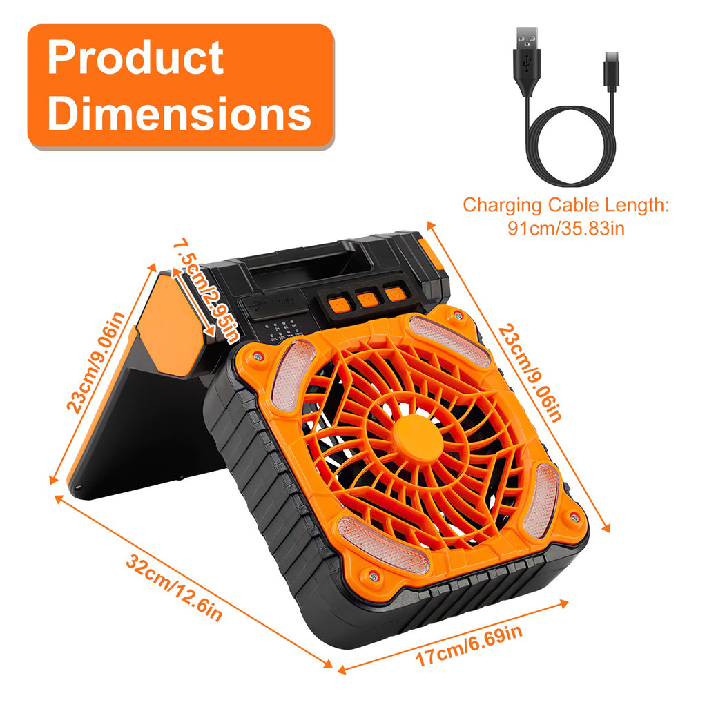 Solar Camping Fan with LED Lantern & Power Bank