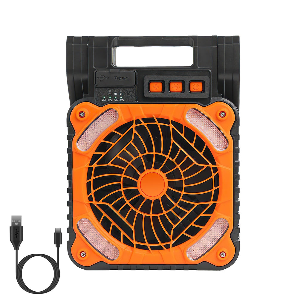 Solar Camping Fan with LED Lantern & Power Bank