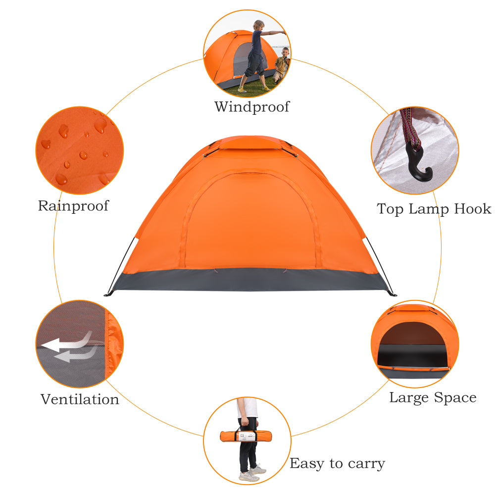 1-Person Lightweight Orange Camping Tent