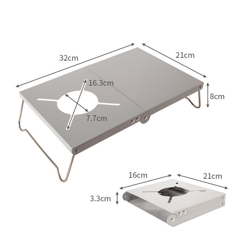 Folding Camp Stove Table - Aluminum Camping Stove Stand & Windscreen