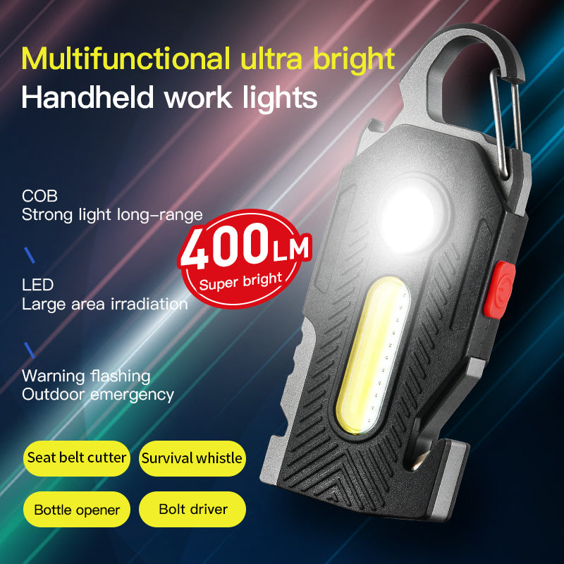Multi-Tool LED Camping Light - 400LM Rechargeable Keychain Flashlight