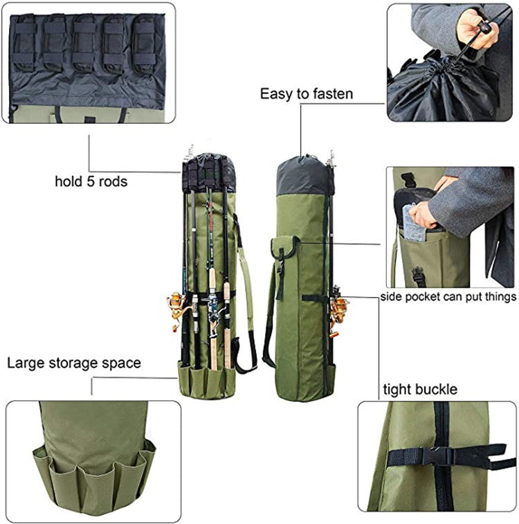 Fishing Rod Bag - Multi-Rod Storage & Tackle Organizer