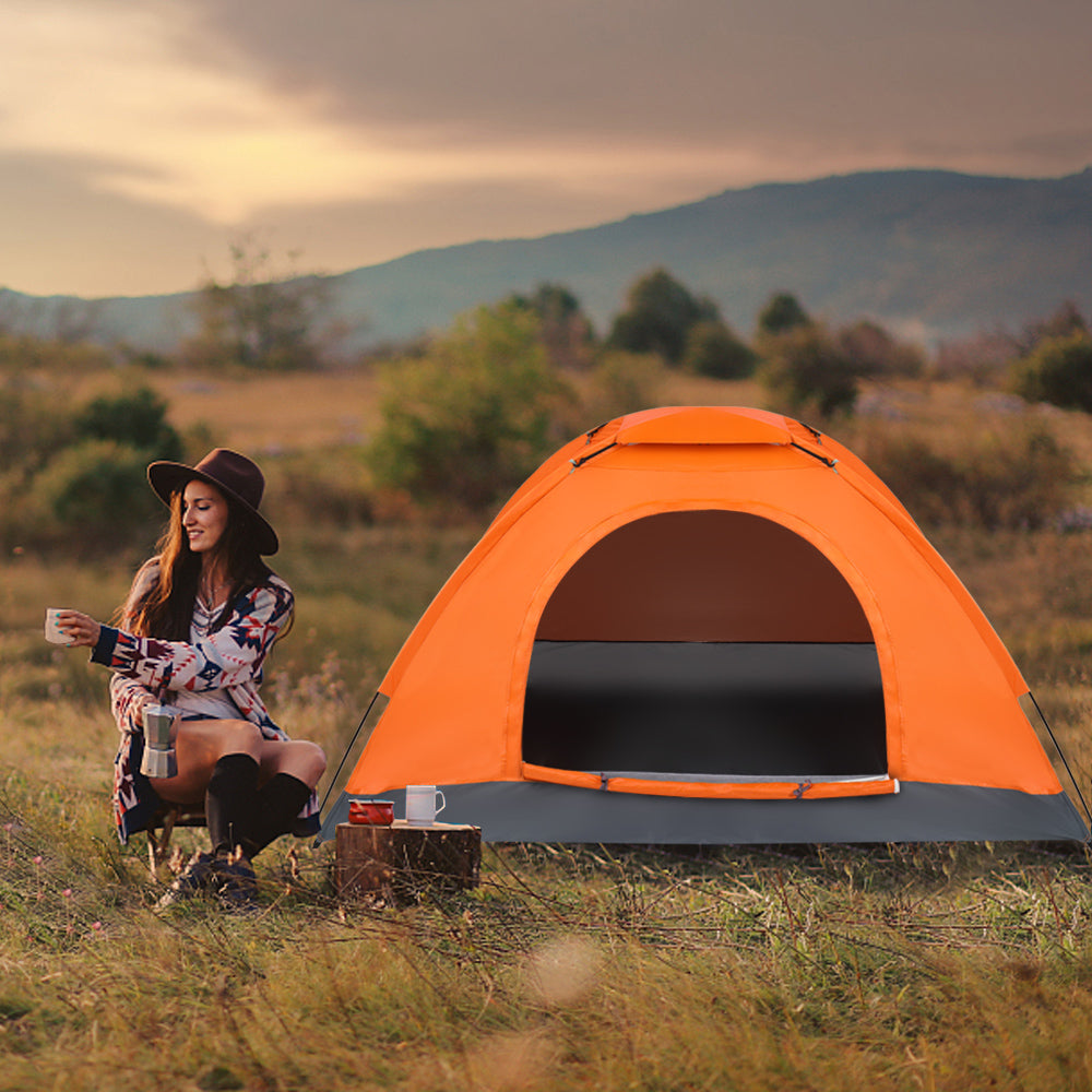 1-Person Lightweight Orange Camping Tent